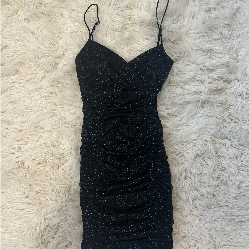 ON HOLD - Lucy In the Sky Black Sparkly Mini Dress